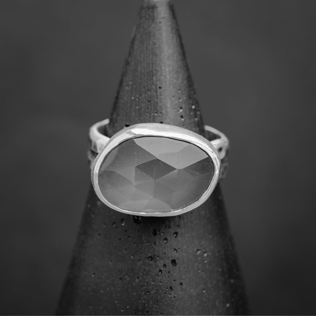 Grey Moonstone Ring Size 5