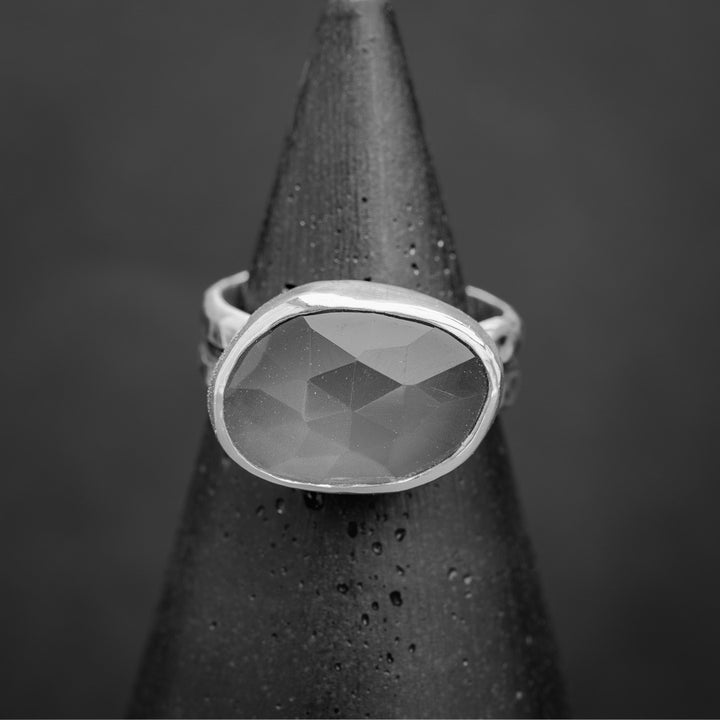 Grey Moonstone Ring Size 5