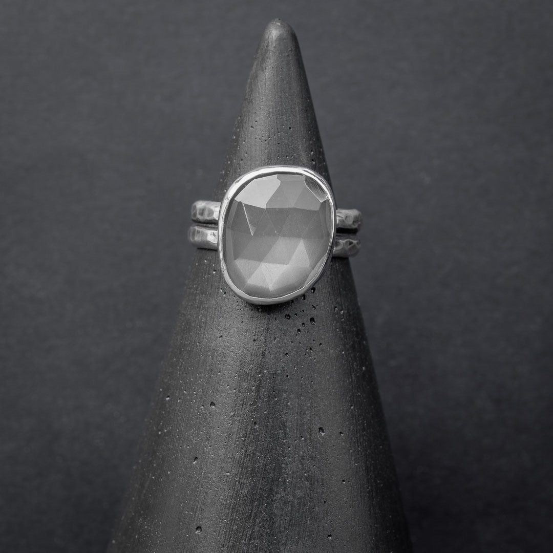 Grey Moonstone Ring Size 7