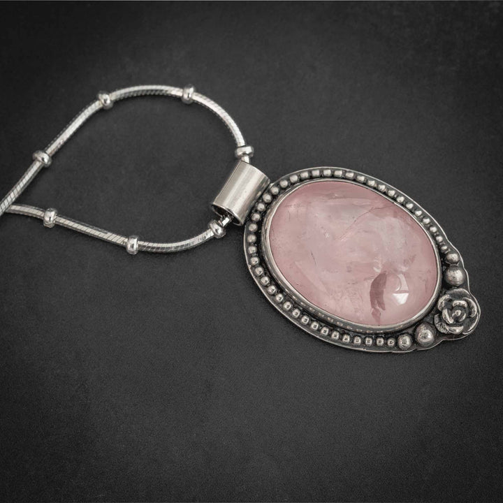 Rose Quartz Gemstone Pendant Necklace
