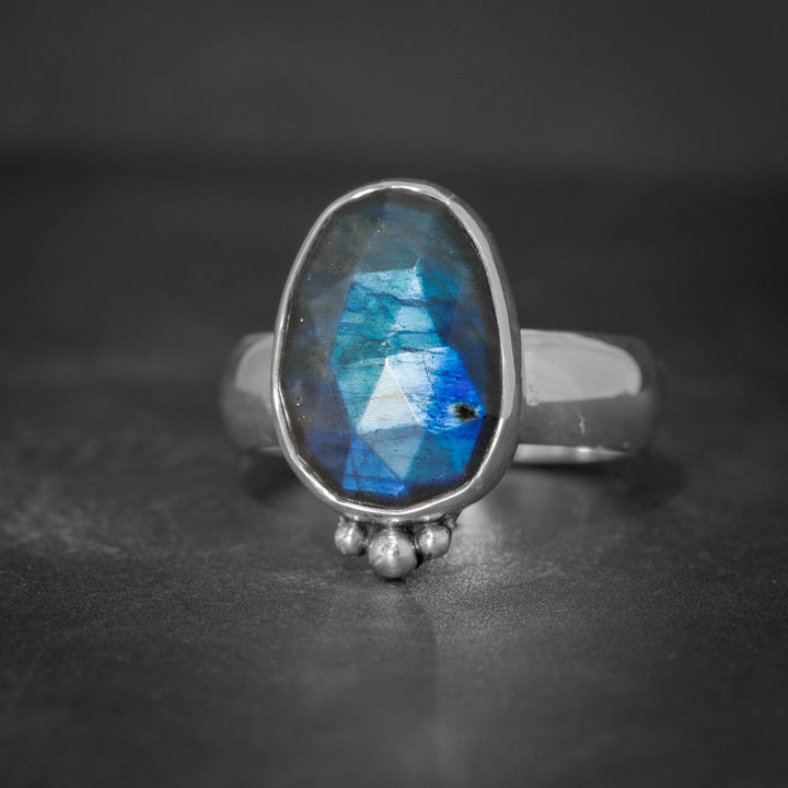 Blue Labradorite Sterling Silver Ring - Size 9.5