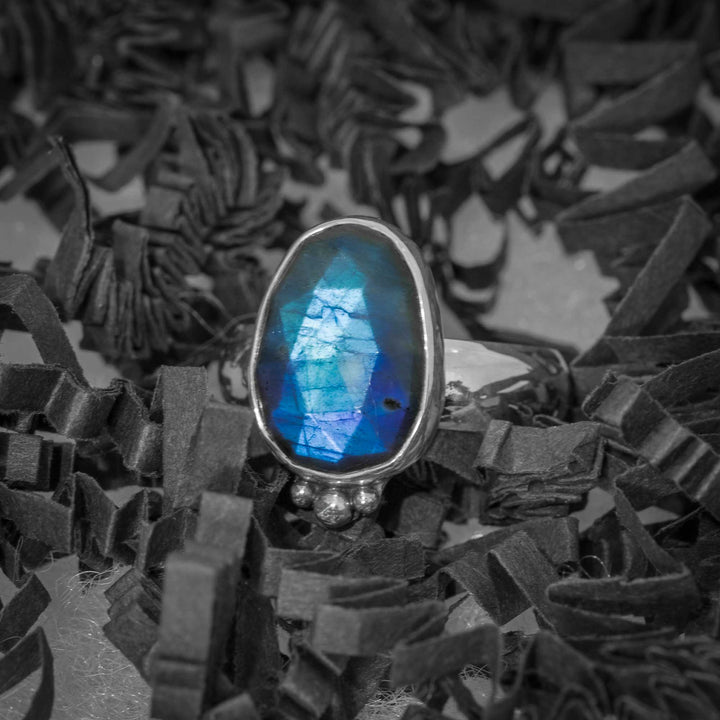Blue Labradorite Sterling Silver Ring - Size 9.5