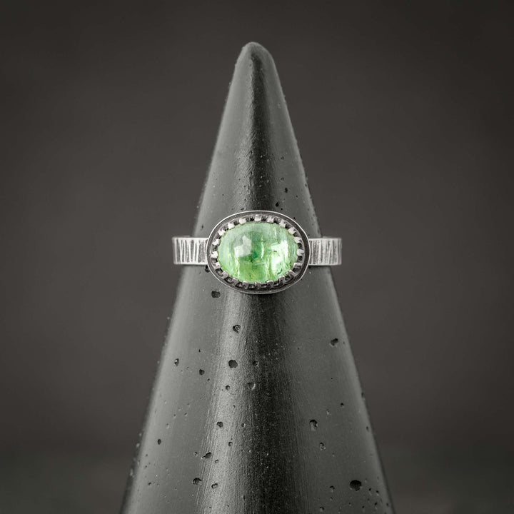 Sterling Silver Ring with Green Tourmaline - size 6