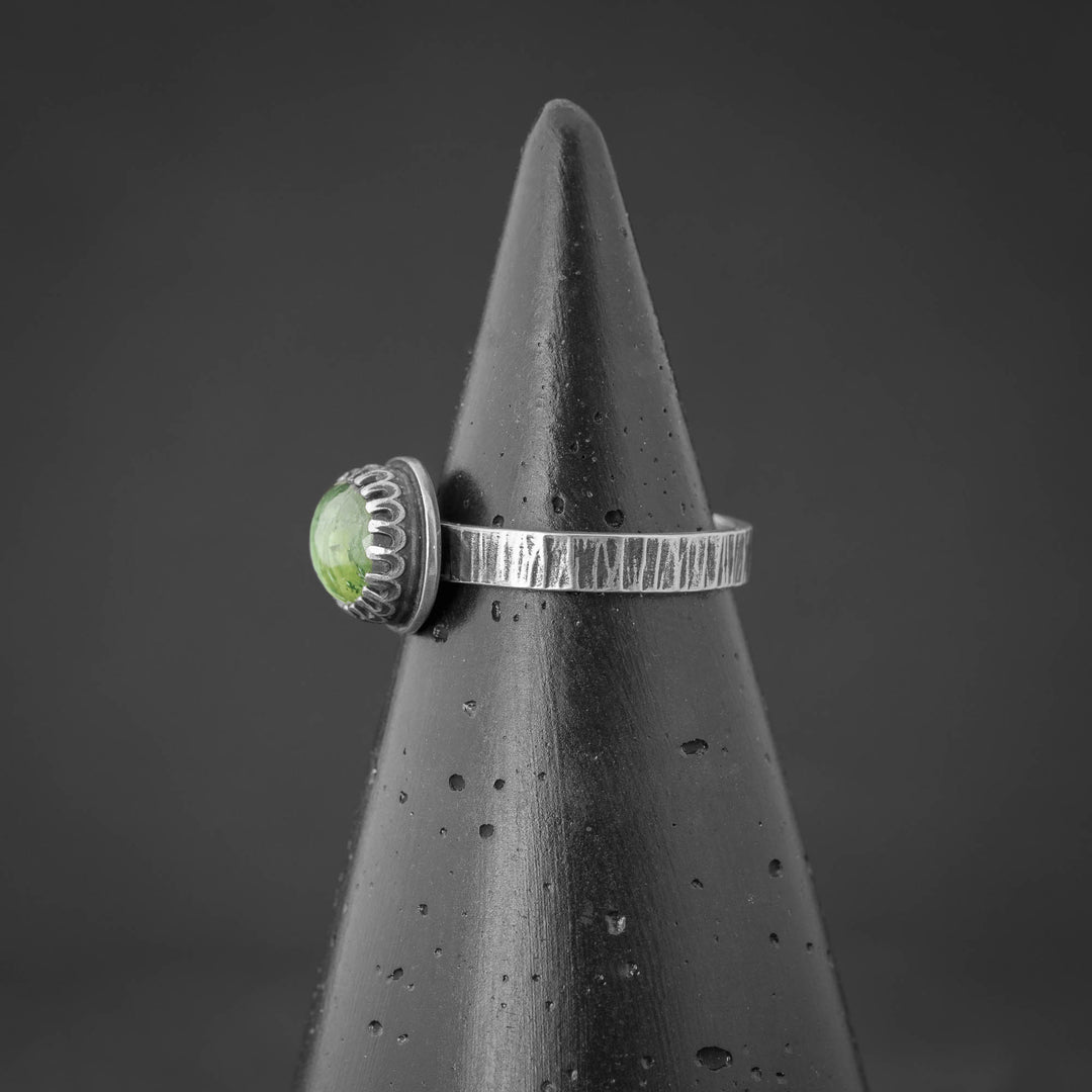 Sterling Silver Ring with Green Tourmaline - size 6
