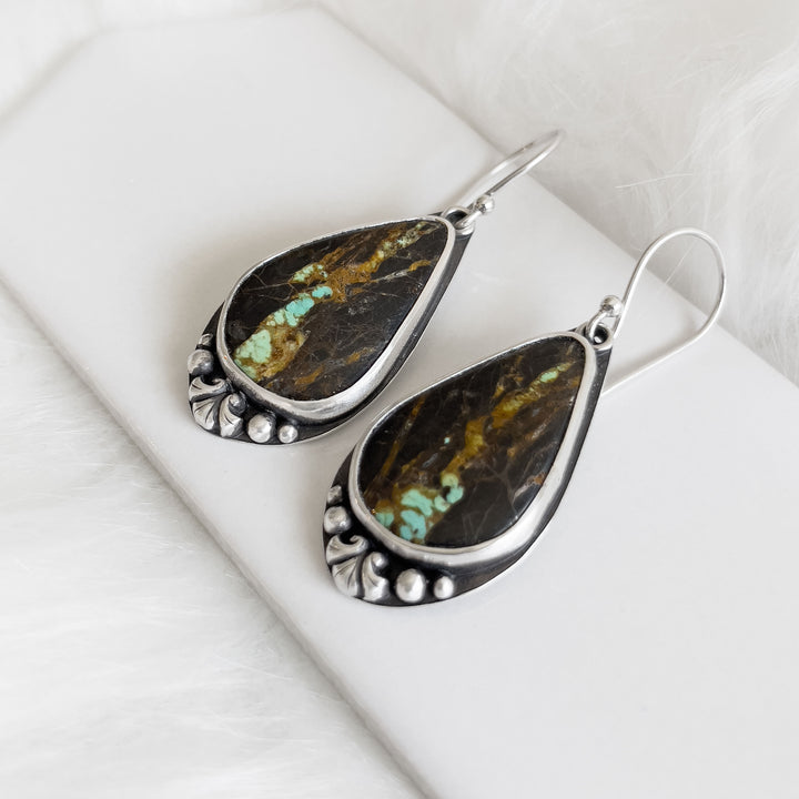 Blackjack Turquoise Dangle Earrings in Sterling Silver