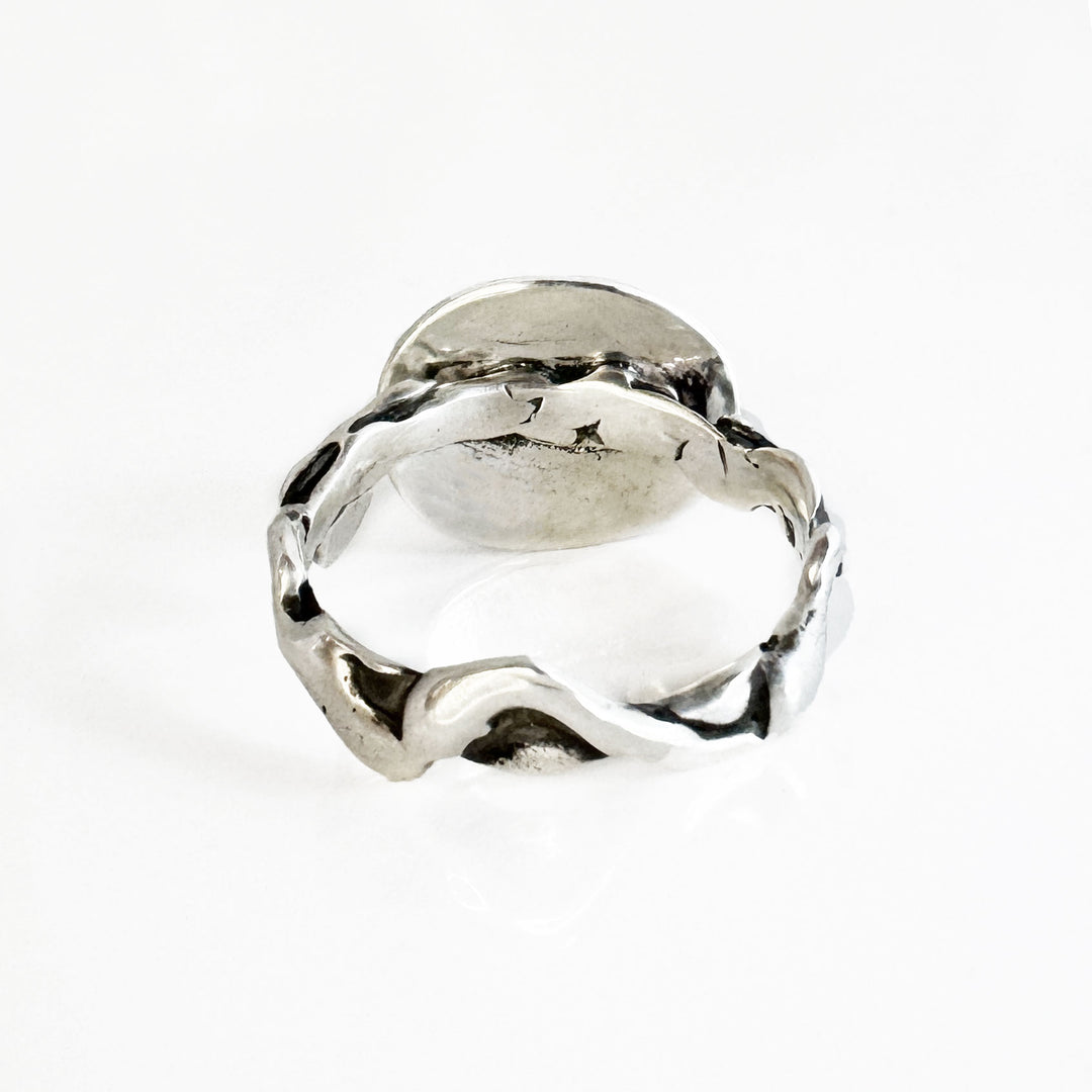 Sonoran Gold Turquoise Ring with Faery Ring Band in Sterling Silver - Size 7