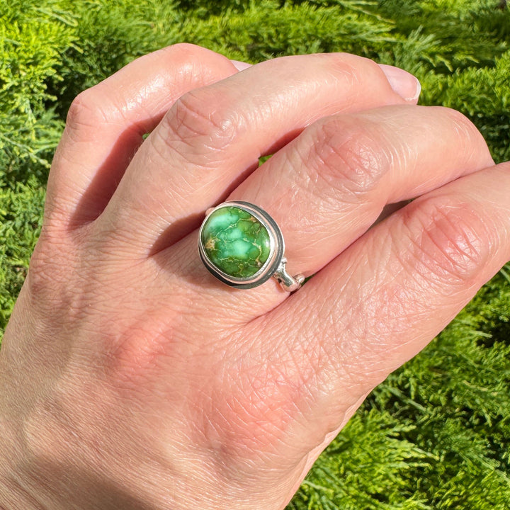 Sonoran Gold Turquoise Fae Inspired Ring in Sterling Silver - size 8