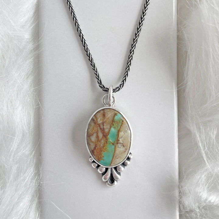 Royston Ribbon Turquoise Pendant Necklace in Sterling Silver