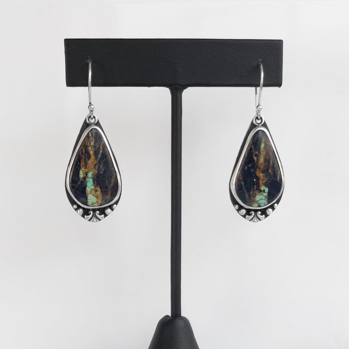 Blackjack Turquoise Dangle Earrings in Sterling Silver