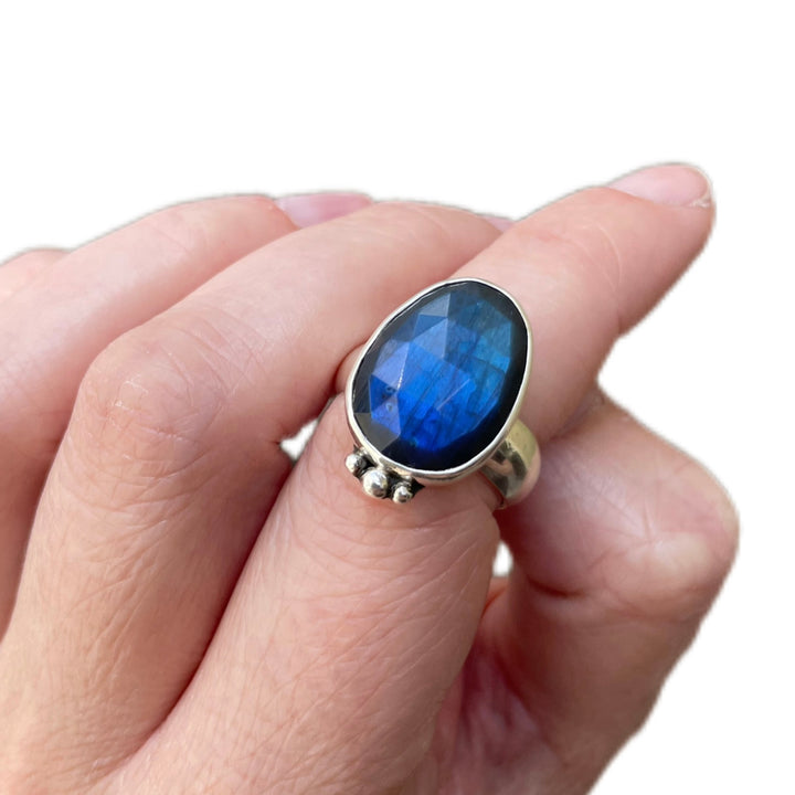 Blue Labradorite Sterling Silver Ring - Size 7