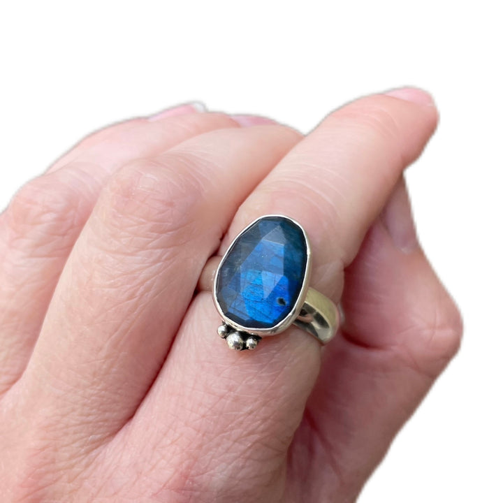 Blue Labradorite Sterling Silver Ring - Size 9.5