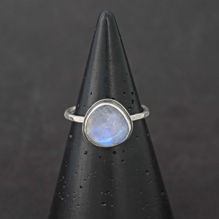 Rainbow Moonstone Sterling Silver Stacking Ring - size 9