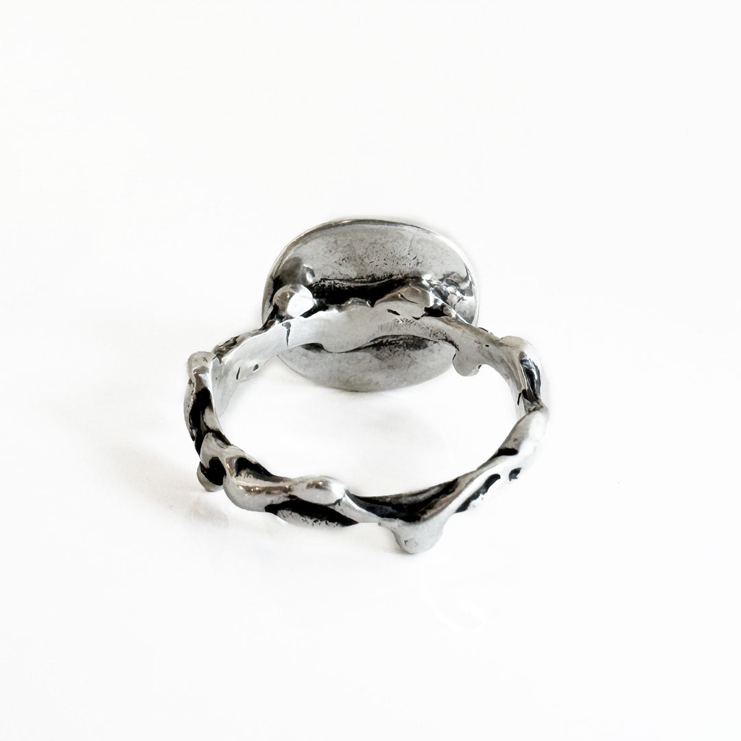 Sonoran Gold Turquoise Fae Inspired Ring in Sterling Silver - size 8