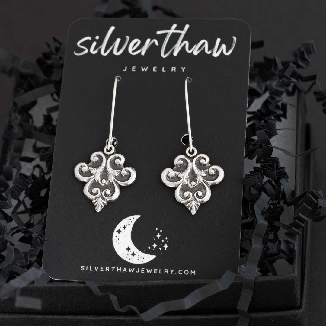 Sterling Silver Gothic Earrings | Ornate Victorian Inspired Jewelry