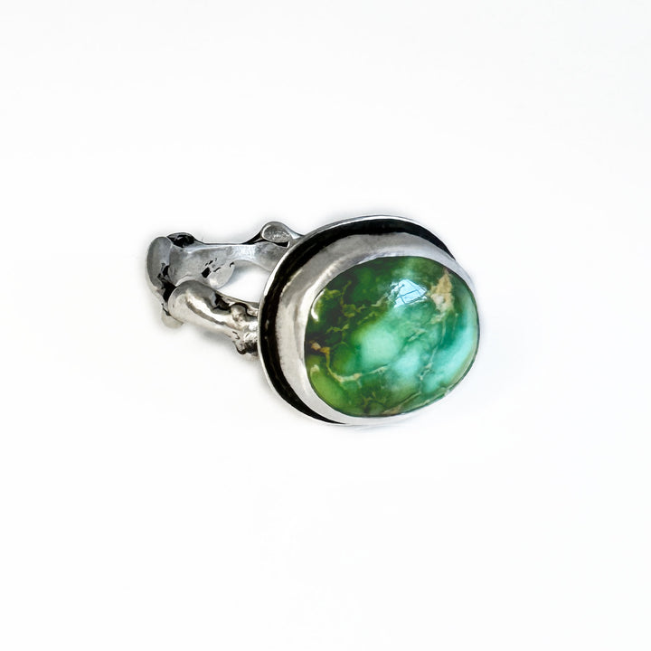 Sonoran Gold Turquoise Fae Inspired Ring in Sterling Silver - size 8