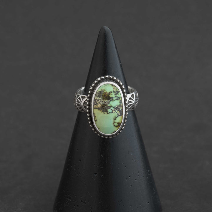 Bamboo Mountain Green Turquoise Ring in Sterling Silver - Size 7.5