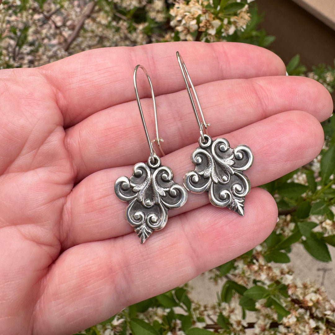 Sterling Silver Gothic Earrings | Ornate Victorian Inspired Jewelry