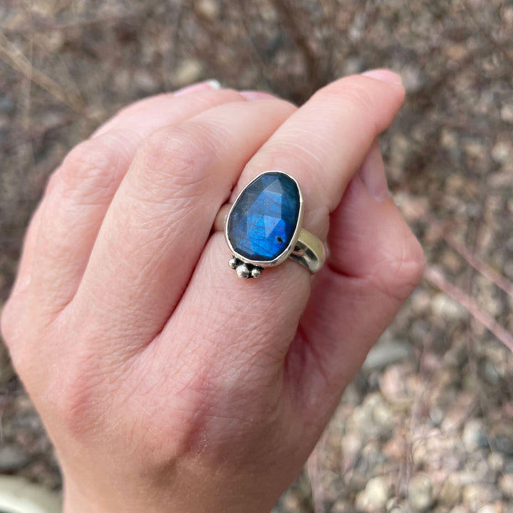 Blue Labradorite Sterling Silver Ring - Size 9.5