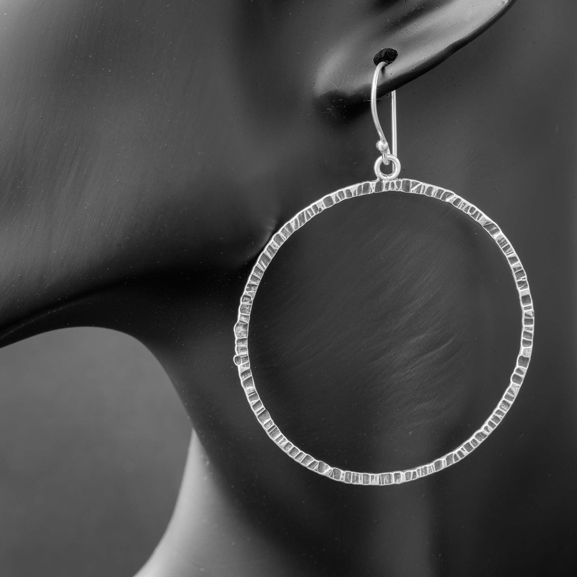 Thick Silver Hoop Earrings - Gray