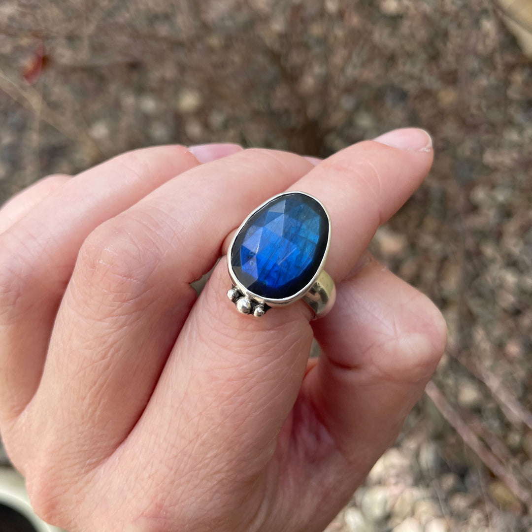 Blue Labradorite Sterling Silver Ring - Size 7