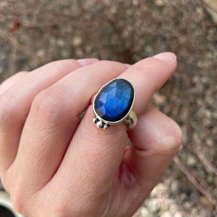 Blue Labradorite Sterling Silver Ring - Size 7