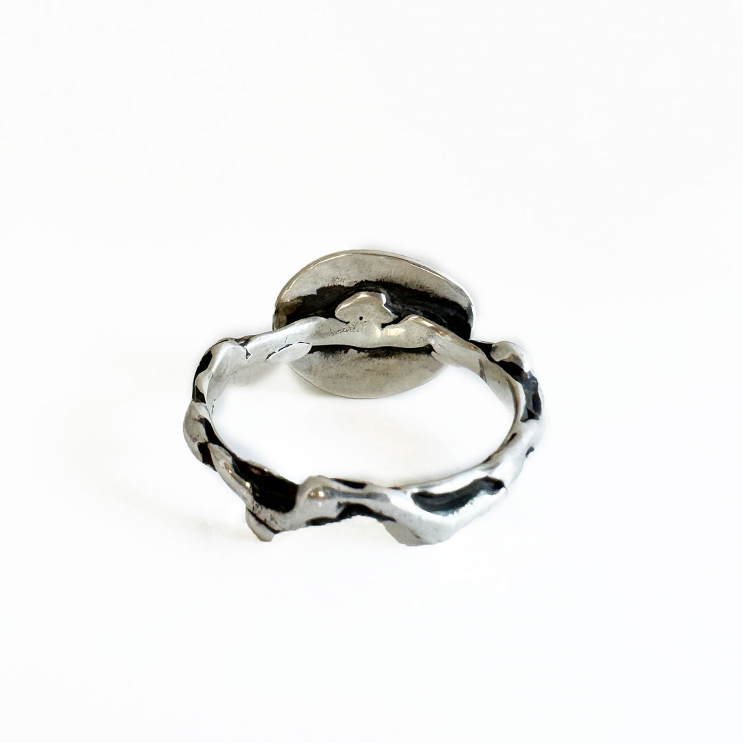 Sonoran Gold Turquoise Ring with Faery Ring Band in Sterling Silver - Size 9