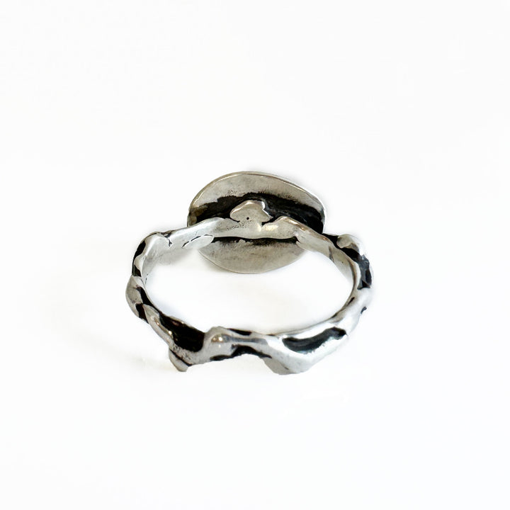 Sonoran Gold Turquoise Ring with Faery Ring Band in Sterling Silver - Size 9
