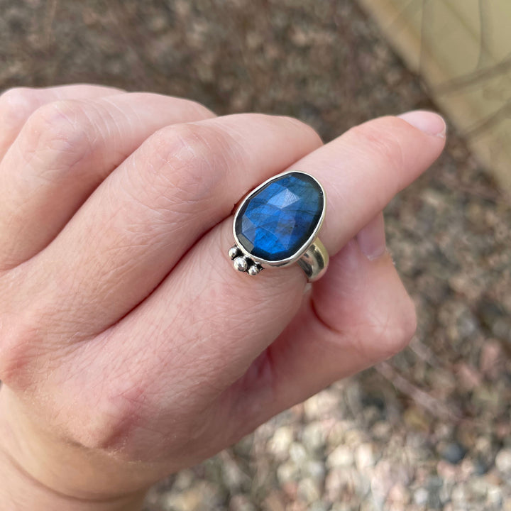 Blue Labradorite Ring in Sterling Silver - Size 7