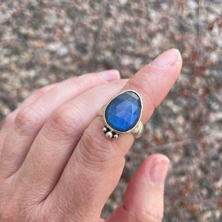 Blue Labradorite Sterling Silver Ring - Size 5