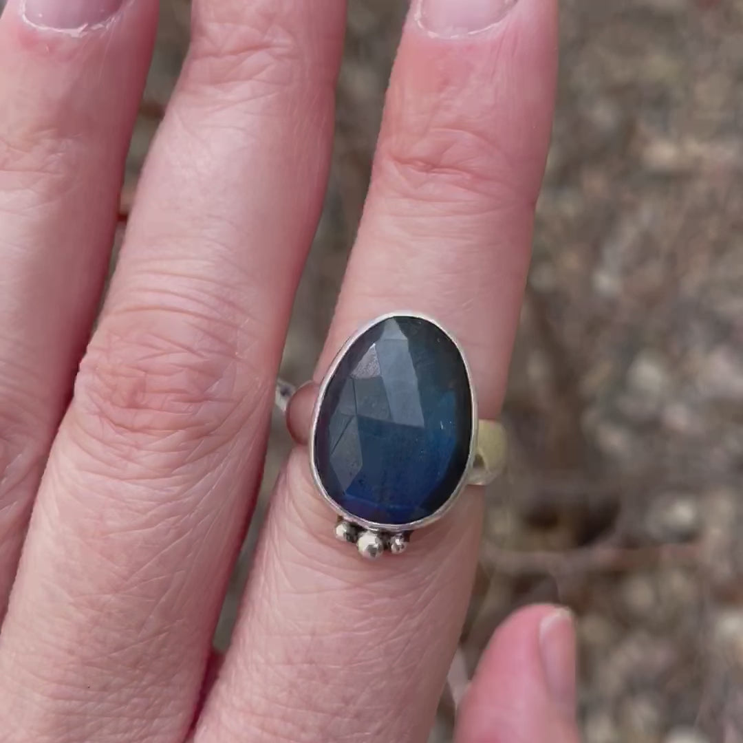 Blue Labradorite Sterling Silver Ring - Size 7