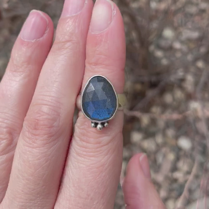 Blue Labradorite Sterling Silver Ring - Size 5