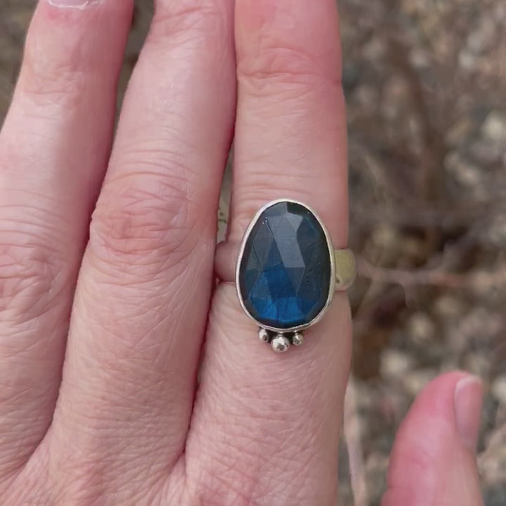 Blue Labradorite Ring in Sterling Silver - Size 7
