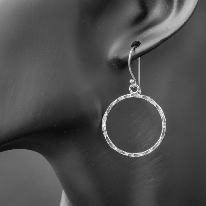Hammered Dangle Hoop Earrings