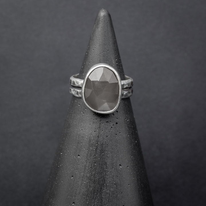 Grey Moonstone Ring Size 6.5