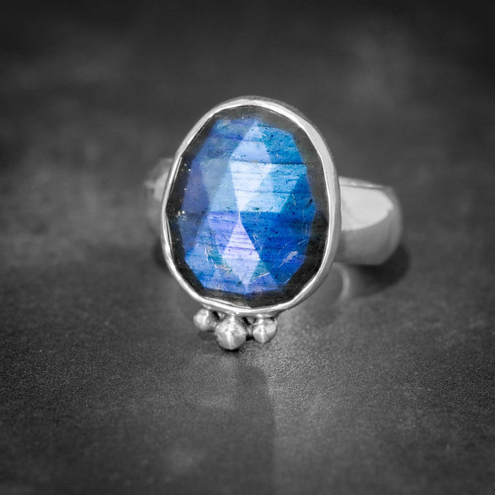 Blue Labradorite Sterling Silver Ring - SIZE 6.5