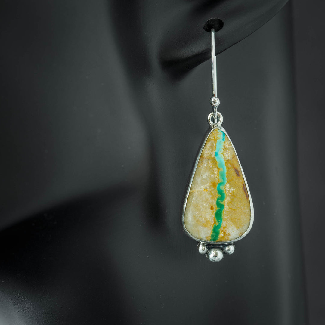 Handcrafted Sterling Silver Royston Ribbon Turquoise Teardrop Earrings