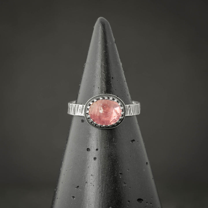 Pink Tourmaline Sterling Silver Ring - size 7.5