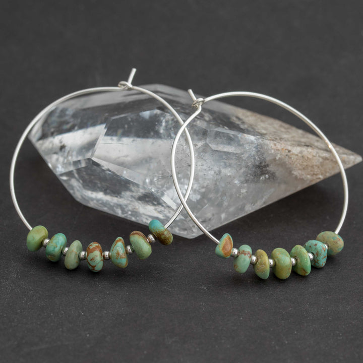 Fox Turquoise Beaded Hoops