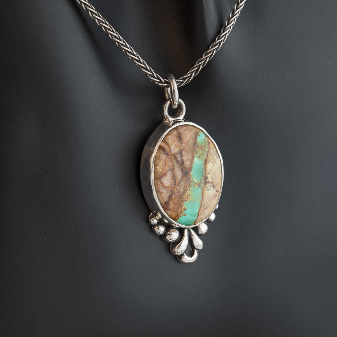 Royston Ribbon Turquoise Pendant Necklace in Sterling Silver