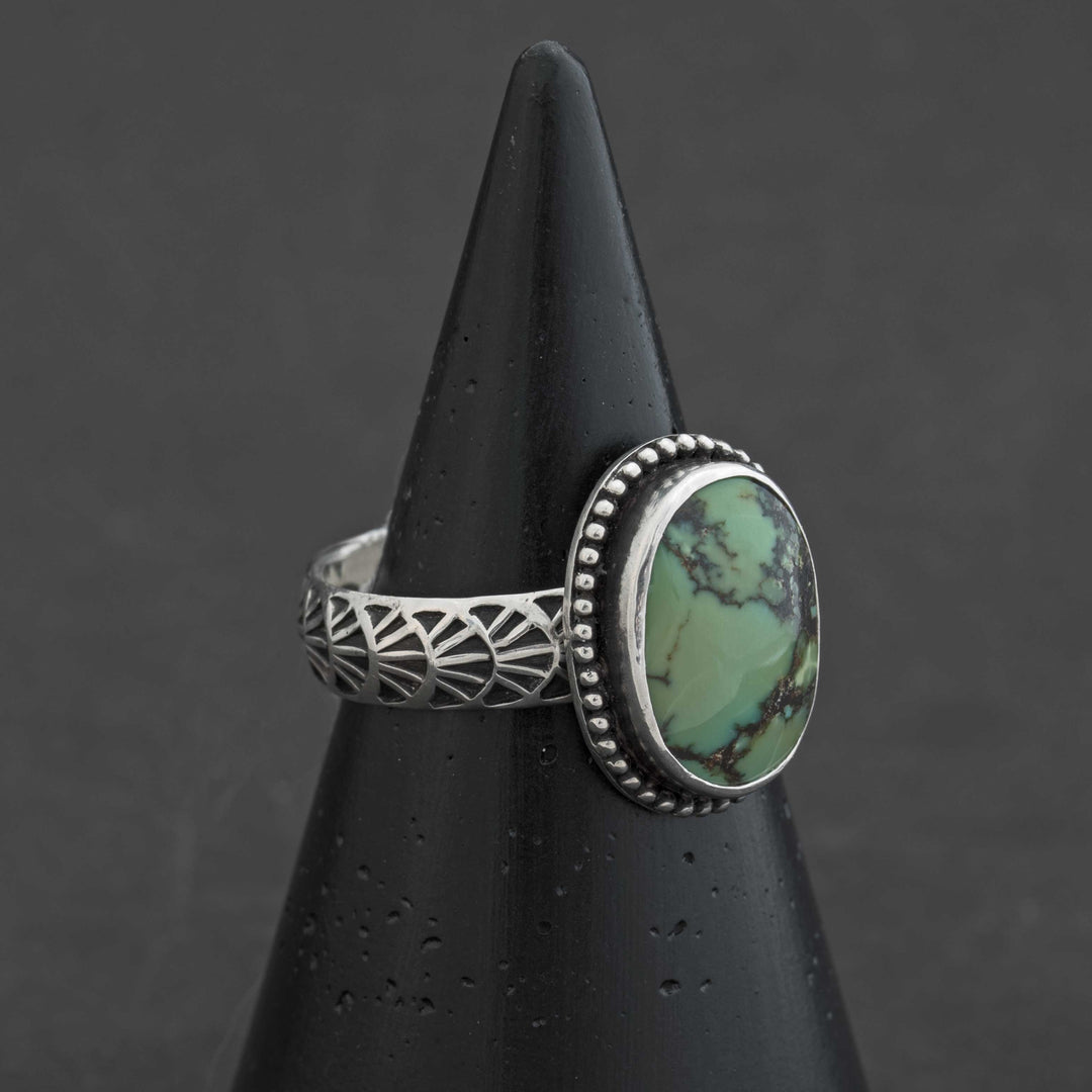 Bamboo Mountain Turquoise Ring in Sterling Silver - Size 11.5