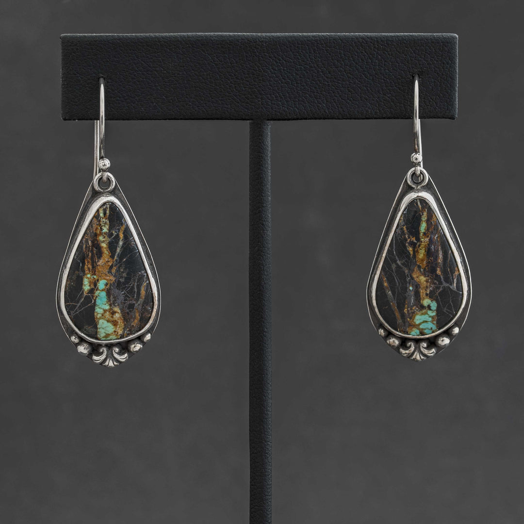 Blackjack Turquoise Dangle Earrings in Sterling Silver