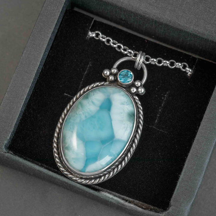 Larimar & Swiss Blue Topaz Pendant Necklace