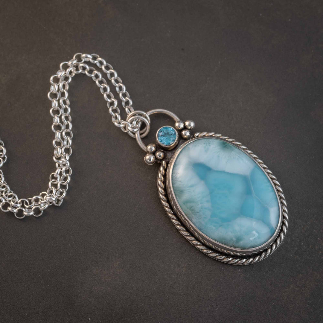 Larimar & Swiss Blue Topaz Pendant Necklace