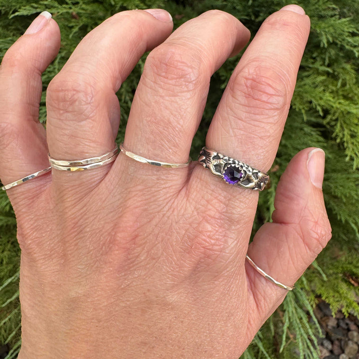 Sterling Silver Gemstone Gryphon Ring | Gothic Fantasy Jewelry