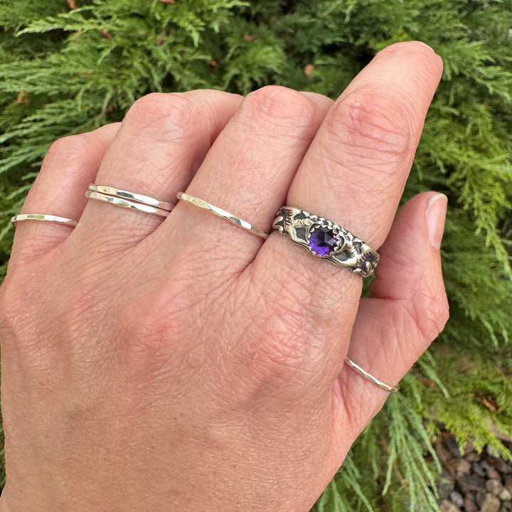 Sterling Silver Gemstone Gryphon Ring | Gothic Fantasy Jewelry