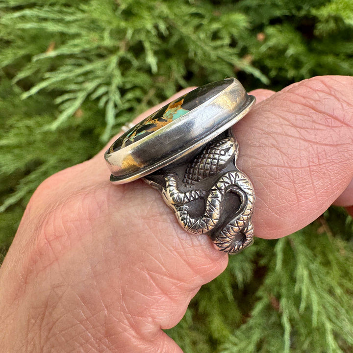 Blackjack Turquoise Snake Ring in Sterling Silver | Made to Size