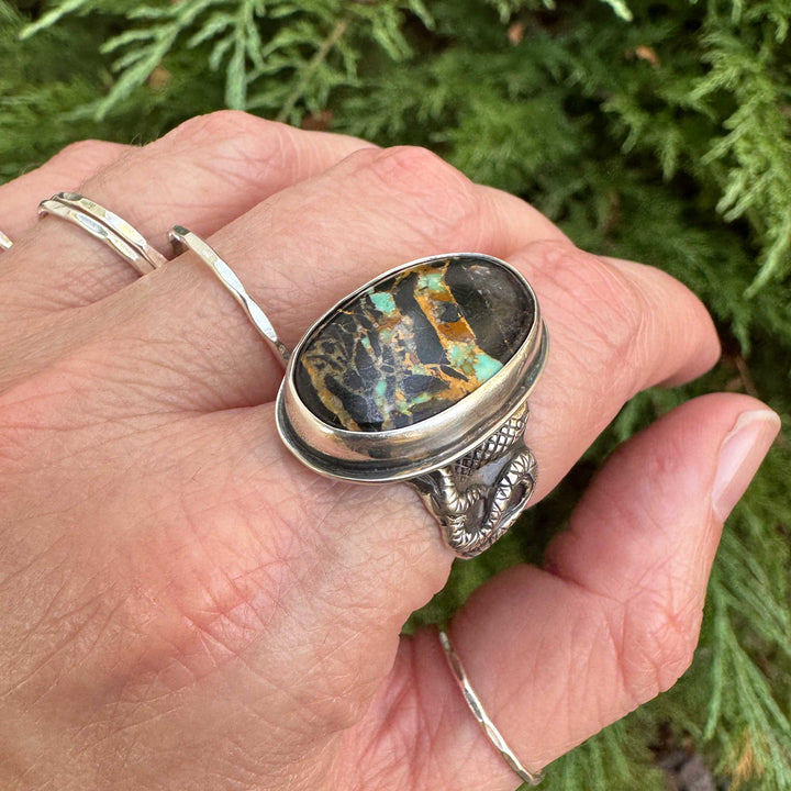 Blackjack Turquoise Snake Ring in Sterling Silver | Size 8