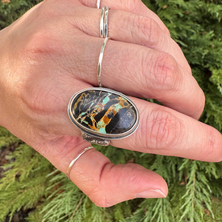 Blackjack Turquoise Snake Ring in Sterling Silver | Size 8