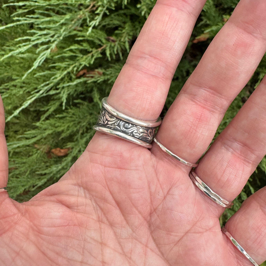 Labradorite Sterling Silver Wide Band Statement Ring | Size 10