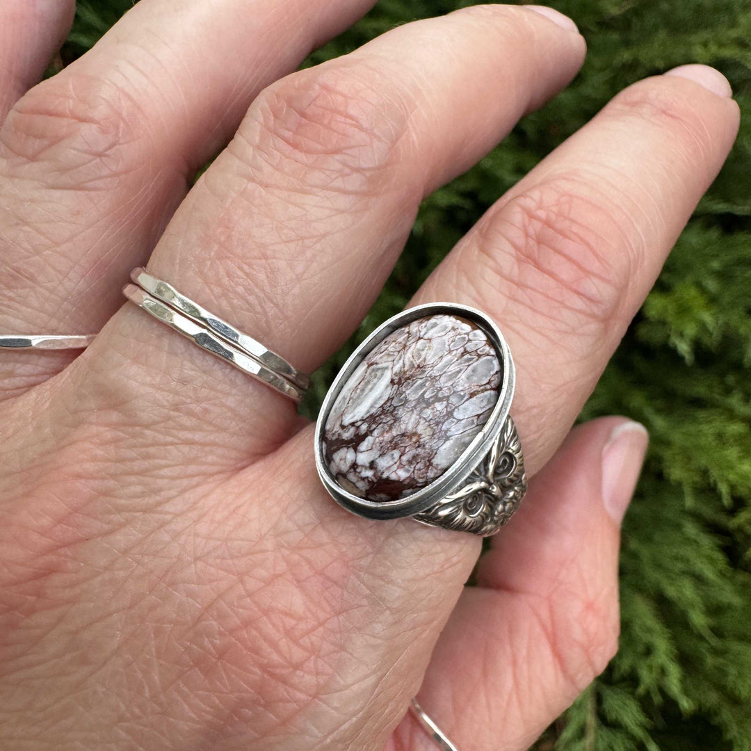 Wild Horse Magnesite Owl Ring in Sterling Silver | Made to Size